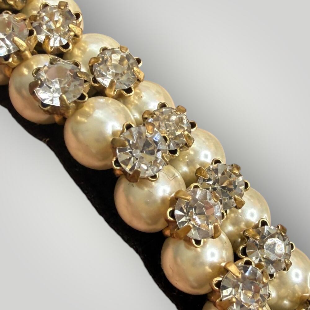 J.Crew Faux Pearl Multi Strand Statement Necklace 21”&Rhinestone Bracelet7,5-8,5 - Picture 3 of 7